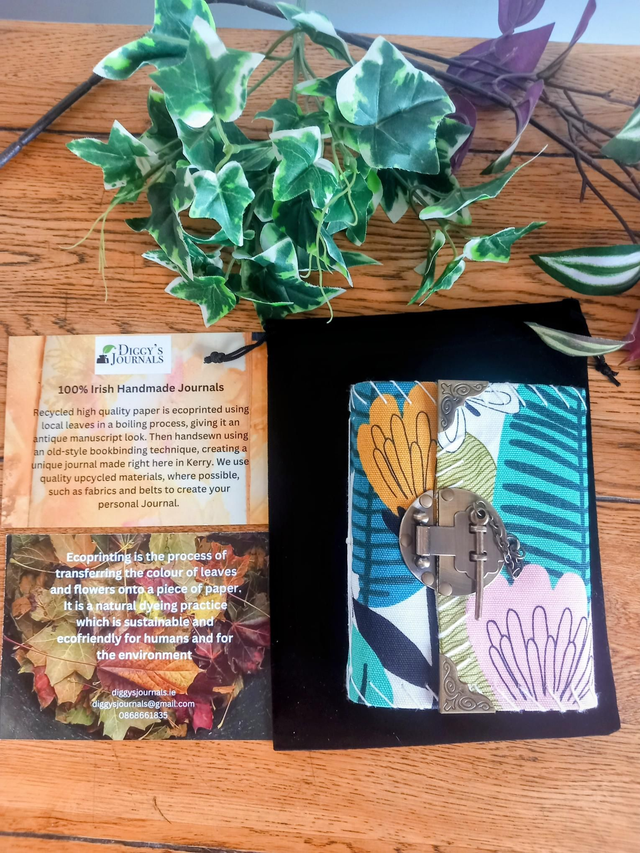 Medium Ecoprinted Handmade Fabric Journal 