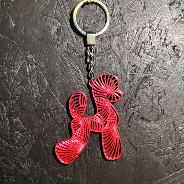 3D - Keychain Poodle Asian Fuchsia