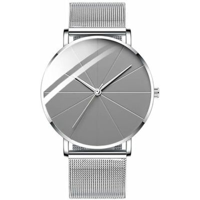 Montre ultra-mince à la mode pour hommes, montre d&#039;affaires à ceinture en maille d&#039;acier inoxydable