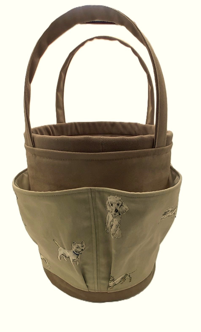 Large Bucket Bag Dog Print Design for Hobby Crafts Knitting Crochet and Multipurpose Storage