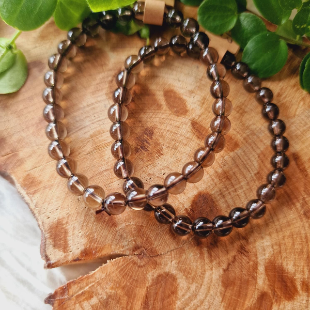 Smokey Quartz 6mm Beaded Bracelet 