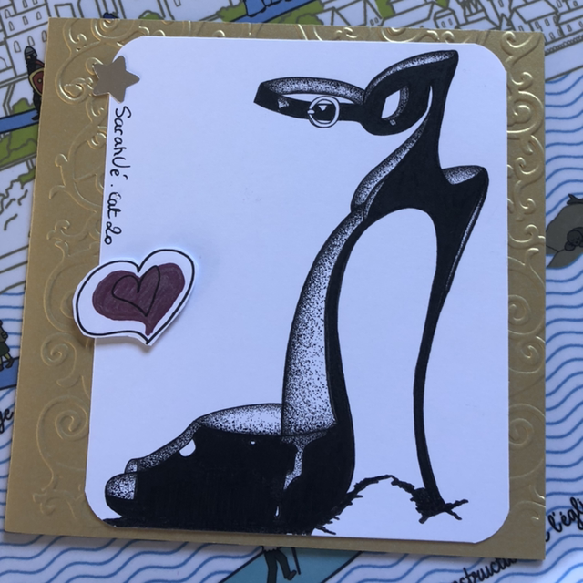 Carte - collection coeur rose - 13,5 x 13,5 cm