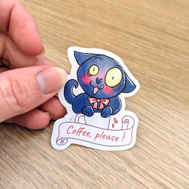 Sitcker chat "Coffee, please !"