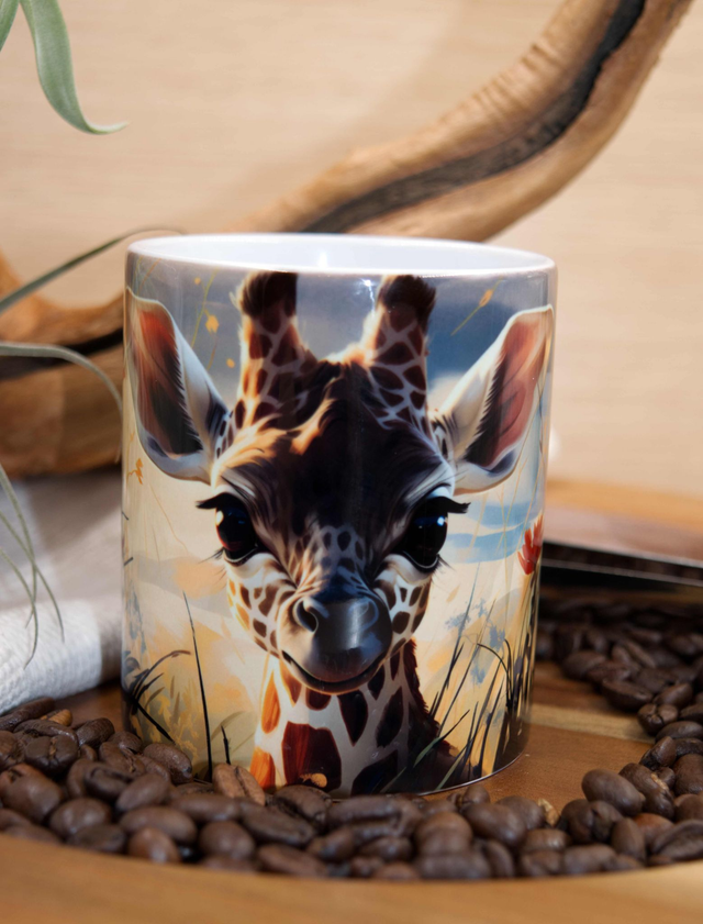 Mug : Add a Touch of the Wild with Our Giraffe Savanna design /10oz Orca Coated Durham Mug