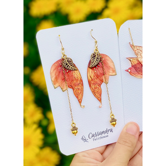 Danse des feuilles de feu - boucle d’oreille 