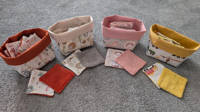 Panière et 8 lingettes lavables 