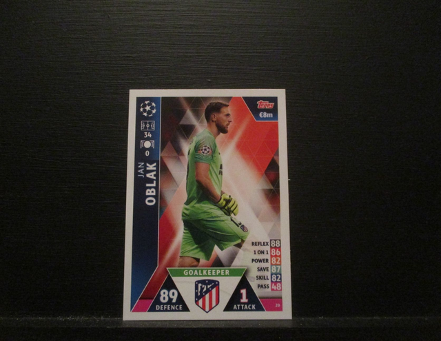 Jan Oblak - UEFA Champions League Match Attax 2018/19 Original Trading Card #20