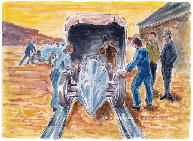 Artimotor onpaper acrílicos 23x31 - 1934 Auto Union - Type A (Avus GP)