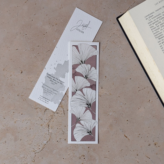 Marque-page - Vin Nature - Ginkgos, Blanc sur Vin