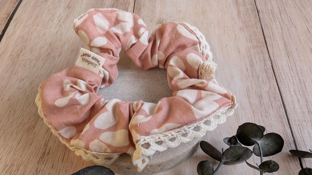 Chouchou - Collection "Vanille/Fraise" + dentelle