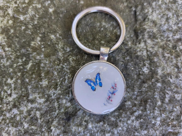 Porte clé papillon bleu