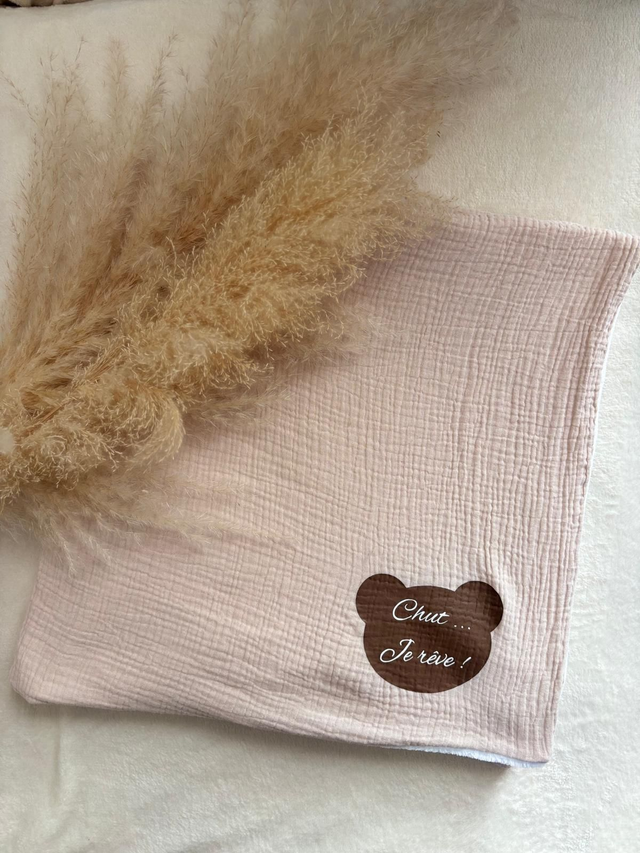 Couverture Beige en gaze de coton et polaire