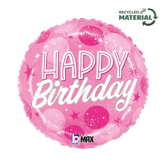 18" BIRTHDAY PINK SPARKLE DOTS FOIL