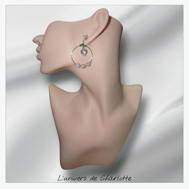 Boucles d'oreilles "Quartz rose" BO-162