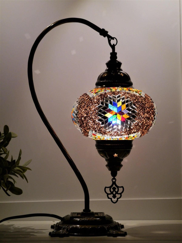 Large Mosaic Swanneck Table Lamp