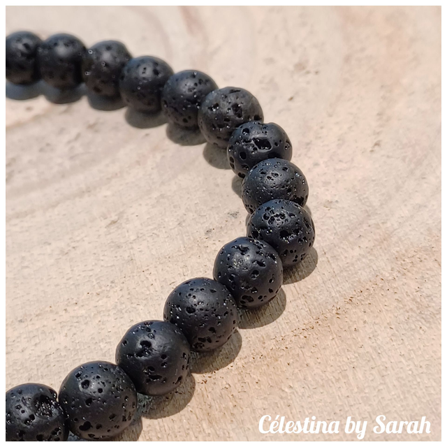 Bracelet Pierre de lave 6mm Taille Dame