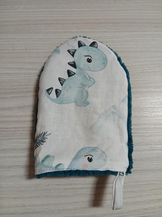 Gant de toilette enfant Dino bleu