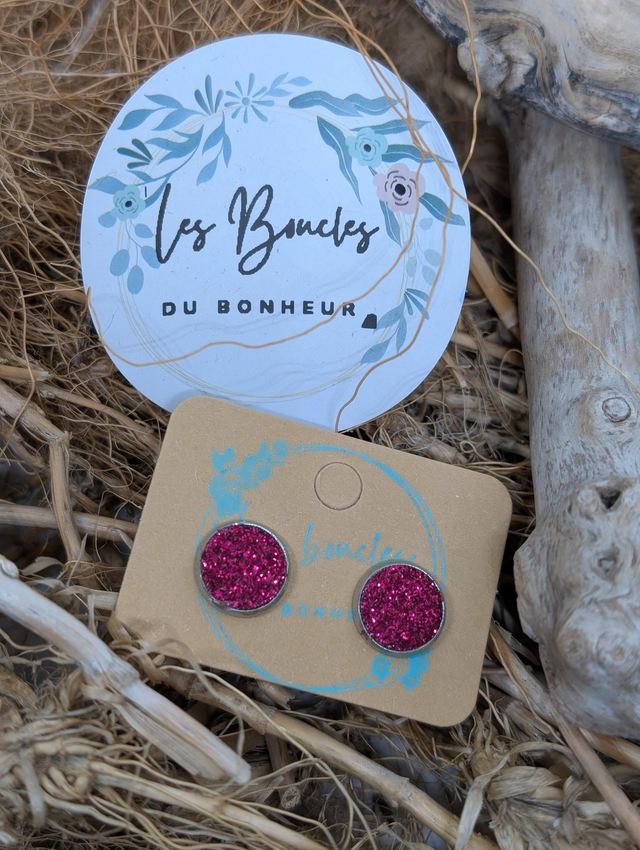 Puces framboise paillettes (pu015)