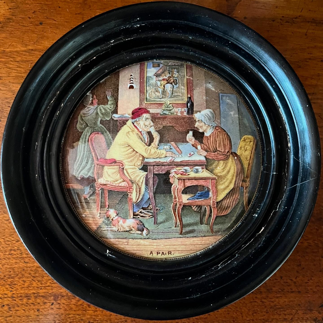 Antique English Victorian Pratt-ware Pot-lid “The Pair”