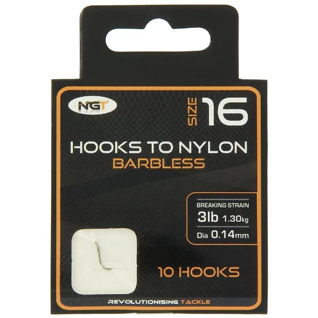 Size 16 - NGT Hooks to Nylon Combo - pack size 10