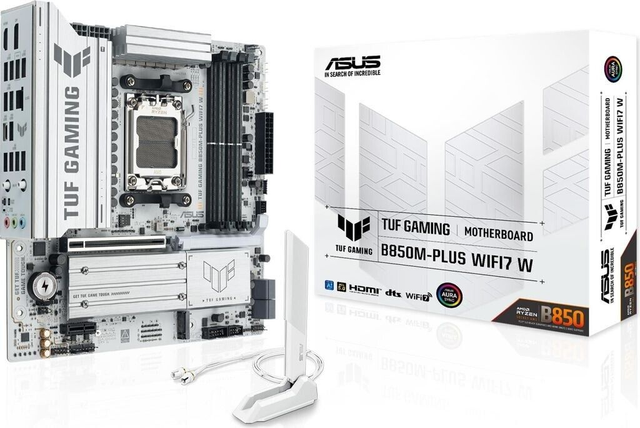 02.2.0110 – Scheda Madre ASUS TUF GAMING B850M‑PLUS WIFI7 W – Micro‑ATX mid‑range bianca con WiFi 7 per Ryzen 7000/8000/9000