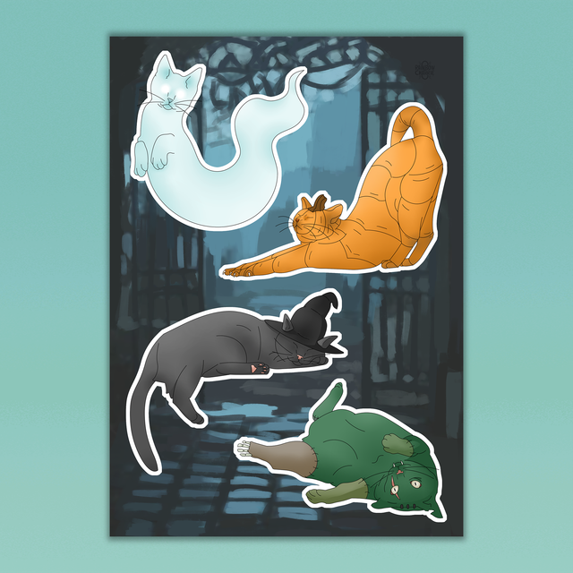 Halloween Cats Vinyl Sticker Sheet