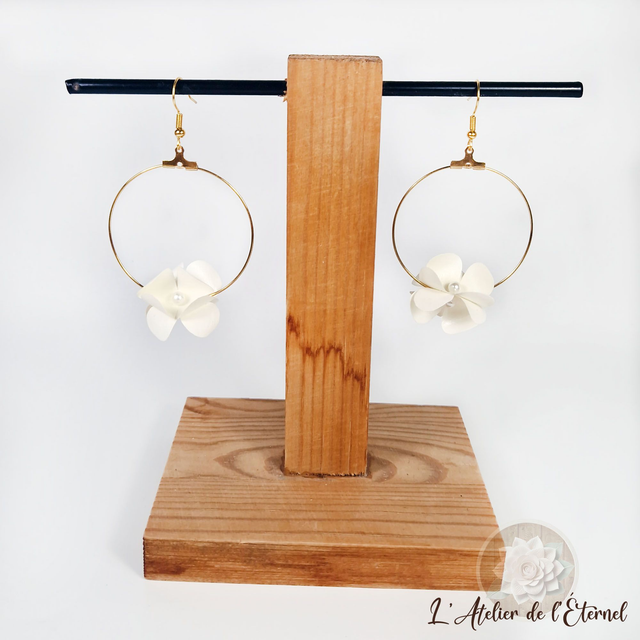 Boucles d'oreilles créoles - Hortensia