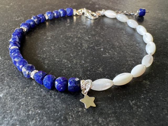 Bracelet avec fermoir - lapis lazuli et nacre