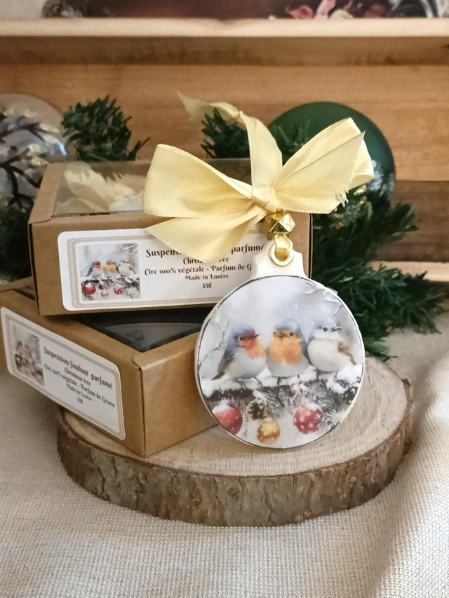 Suspension parfumée de Noël ronde &quot;petits oiseaux&quot; 