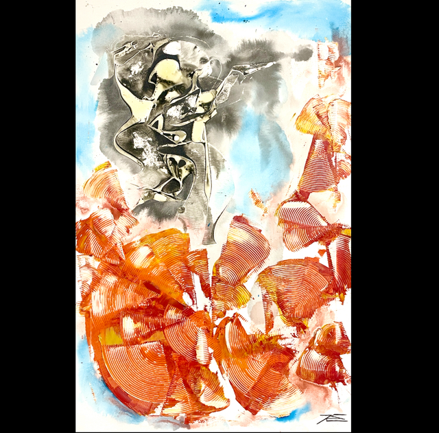 Huile - Combativité invisible de l’instant - Le Temps - 65x100cm - 2009