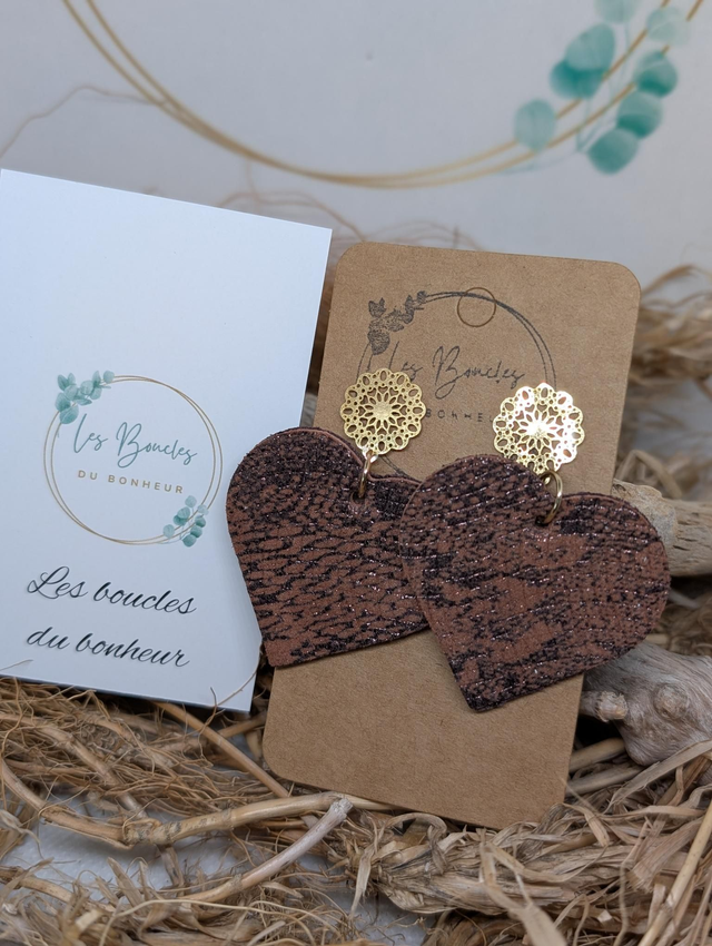 Boucles d&#039;oreilles coeur ❤️ chocolat li029