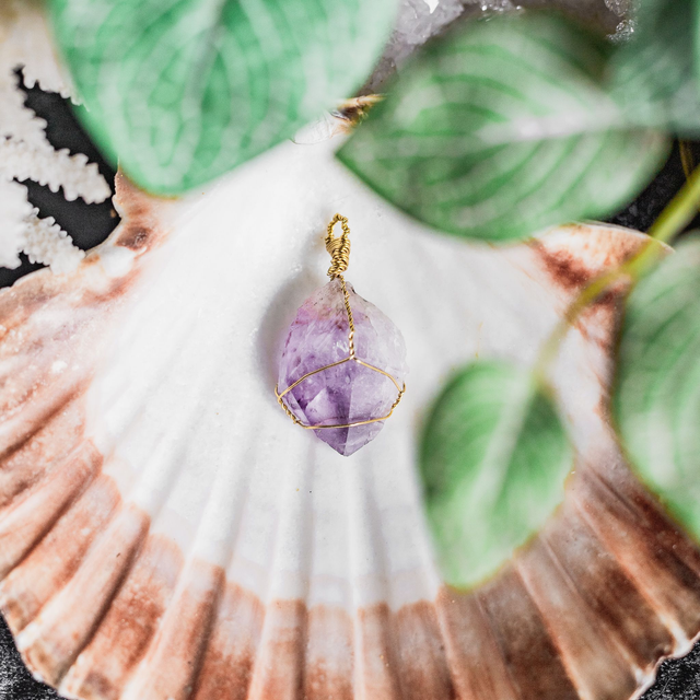 Amethyst Pendant Brass
