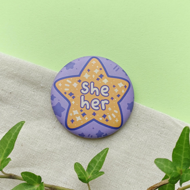 pronoun button pins - hers