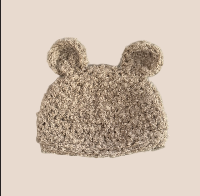 Alpaca Bear Beanie - Pebble