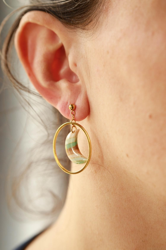 Boucles d&#039;oreilles lune collection Éclat Organique 