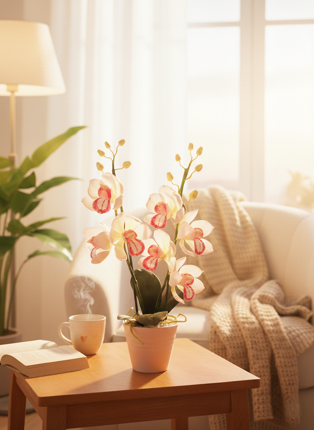 Orchidée Premium en Papier – Pot en Céramique