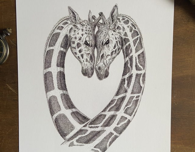 Personalised Giraffes in Love Print