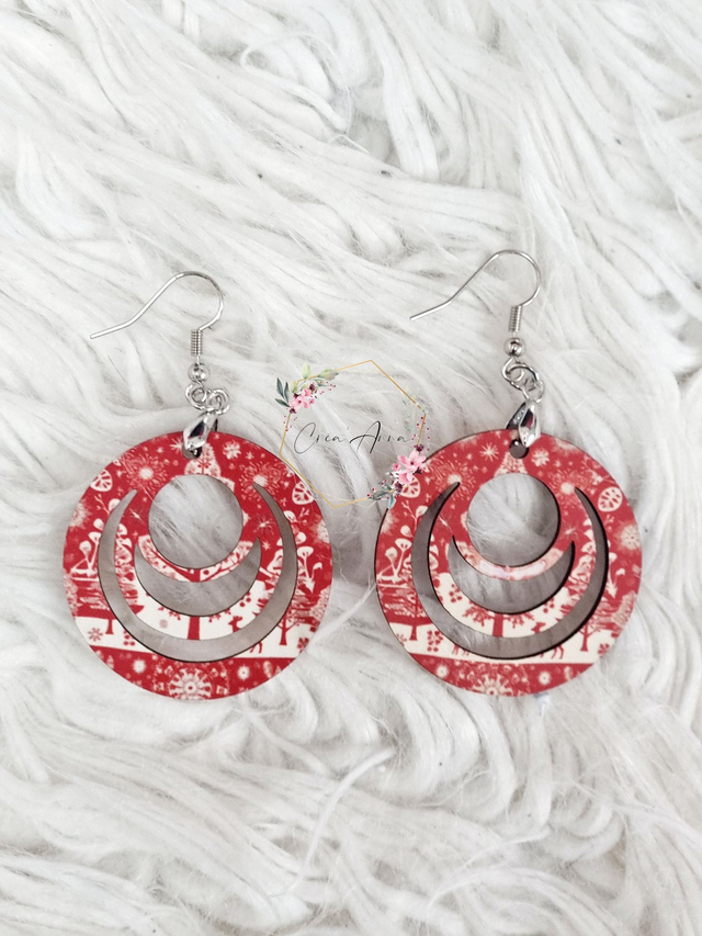 Boucles d'oreilles - tons rouges Noël