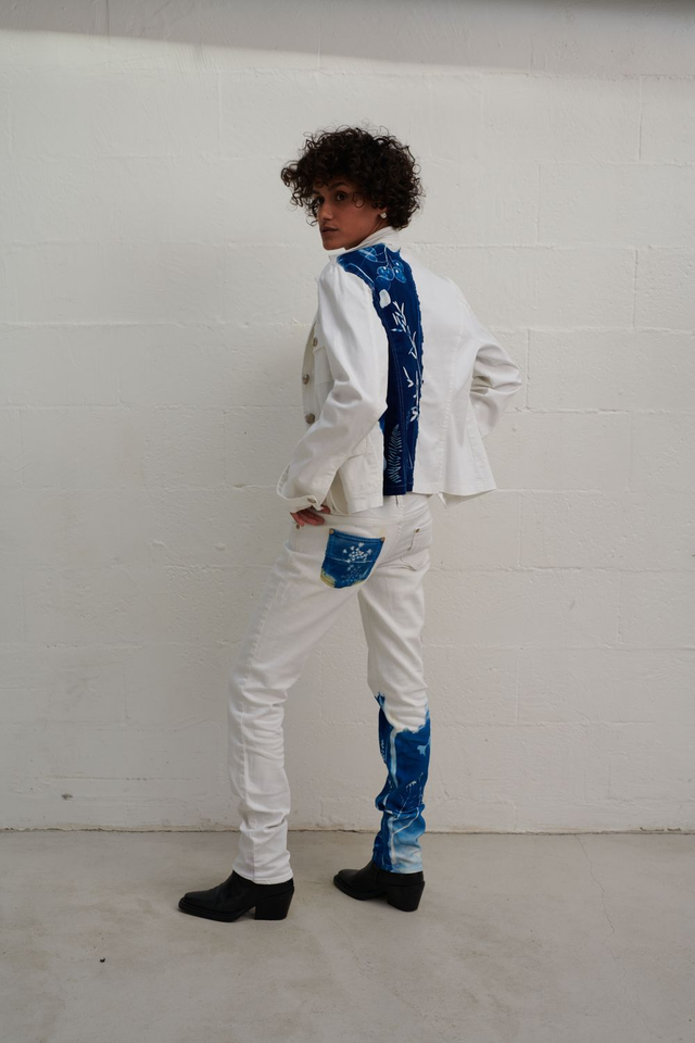 Jean blanc "Les pieds dans l'herbe" T36