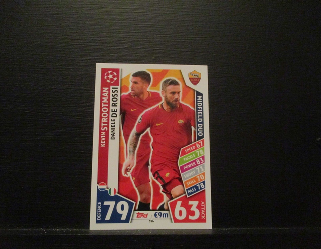 Kevin Strootman / Daniele De Rossi - UEFA Champions League Match Attax 2017/18 Original Trading Card #396