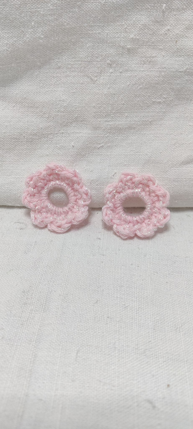 Duo Fleurs Pampilles Anémonettes Art Déco Rose Poudré