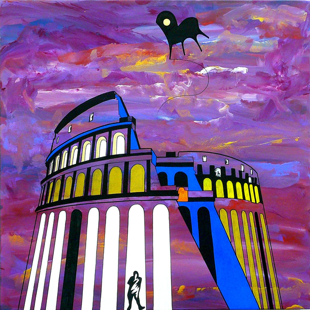 CHAIR / MAN : CHAIR IN THE AIR #34-acrilico su tela cm 50 x 50 -anno 2019