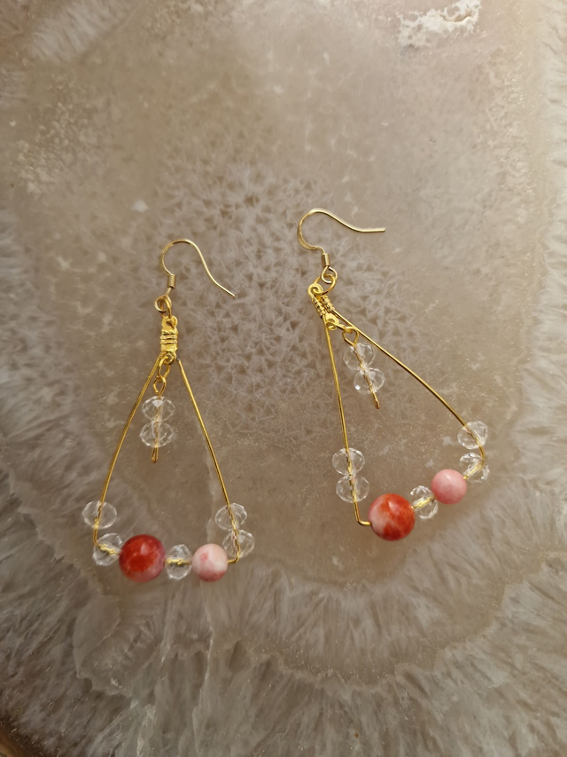 Boucles D'oreilles Cornaline Cristal Acier