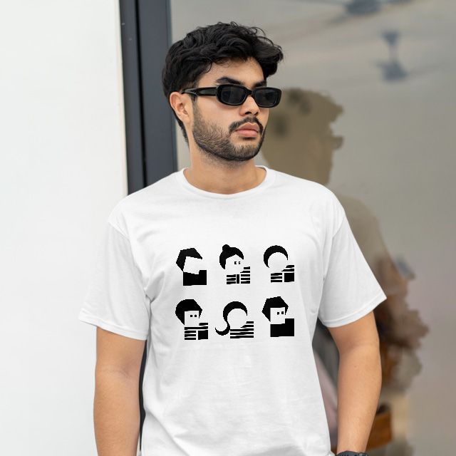 T-Shirt blanc motif noir