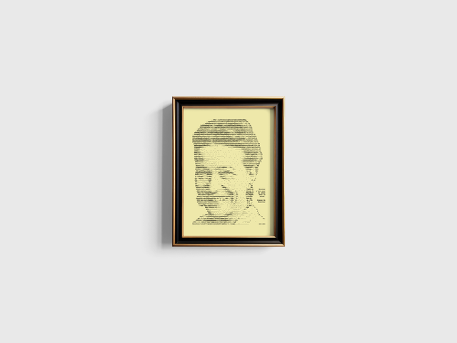 A4 Schreibmaschinen-Porträt Simone de Beauvoir 2 mit Zitat in Schwarz auf Elfenbein