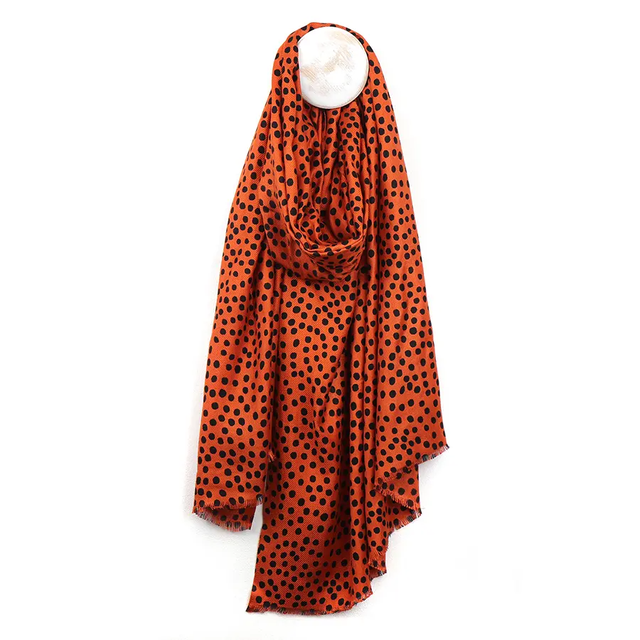 Bamboo Sienna and Black Dots Scarf