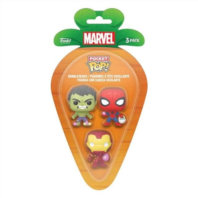 Funko Marvel Comics - Spider-Man, Iron Man &amp; Hulk Carrot Pocket Pop