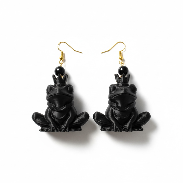 Orecchini principe ranocchio nero 26AA-28