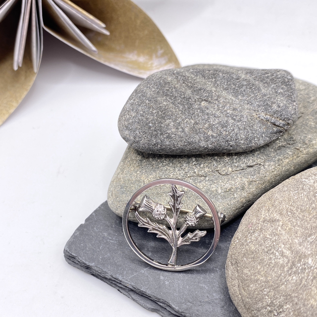 REFURBISHED Scottish Thistle Brooch Thistle in Sterling Silver