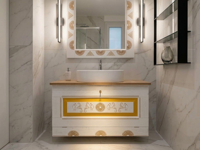 "Pizzinna" Sotto lavabo in arte Sarda